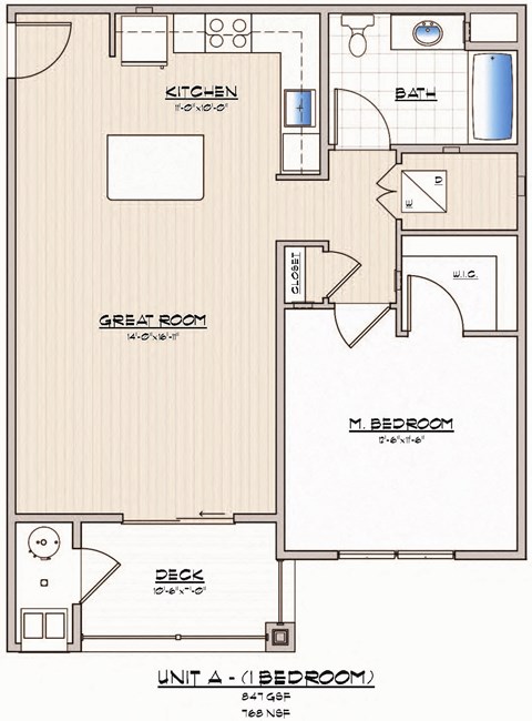 1 bedroom floorplan  at Hadley Place Apartments, Pennsylvania